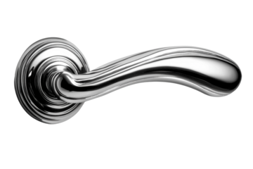 Sleek modern door handle featuring subtle key detail isolated on transparent background