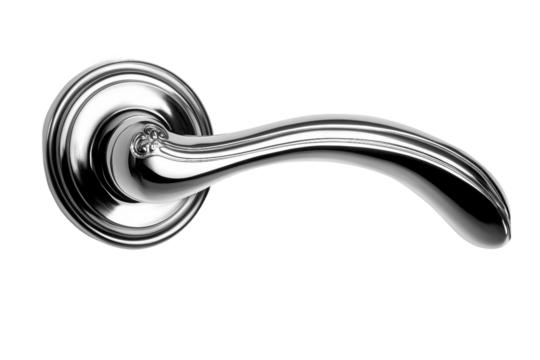 Refined contemporary door handle with subtle key detail isolated on transparent background