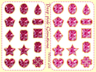 宝石■ゴールド×濃いピンクの宝石セット