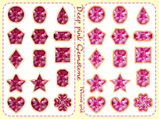 宝石■ゴールド×濃いピンクの宝石セット