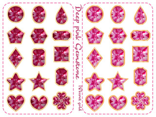 宝石■ゴールド×濃いピンクの宝石セット