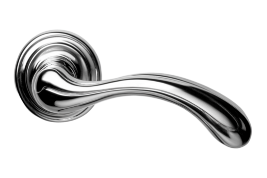 Subtle key integrated in modern door handle design isolated on transparent background