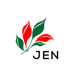 JEN Nature Inspired Minimalist Logo Template, JEN Later Logo, Elegant Botanical Logo with Abstract Leaves, 
