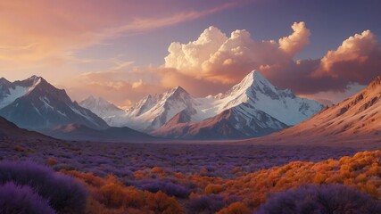 Majestic Snowy Mountains and Vibrant Valley
