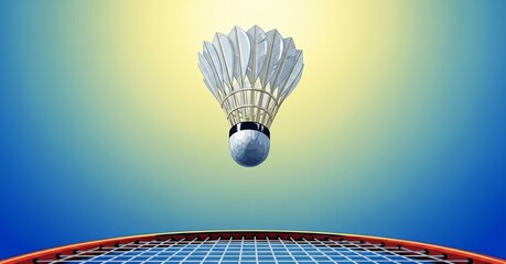 badminton racket and shuttlecock isolated