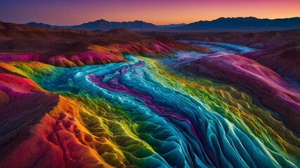 Rainbow Patterned Mountains and Valleys