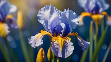 Iris Flower with Buds in Background