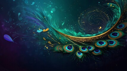 Peacock Feathers with Abstract Motion