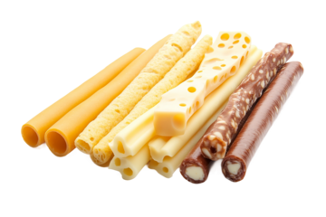 Diverse cheese stick traditions from worldwide cultures isolated on transparent background