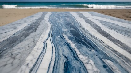 Marble Tabletop with Ocean in Background