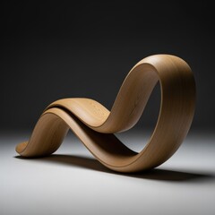 Modern minimalist wooden sculpture with elegant smooth curves and sleek finish, artistic decorative piece for contemporary interior design