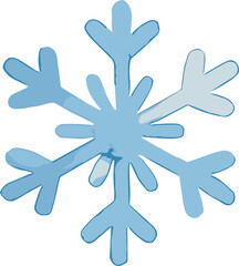 A light blue stylized snowflake with six symmetrical branches, symbolizing winter and holiday themes.