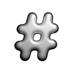 Fototapeta premium 3d metallic hashtag symbol isolated on transparent background