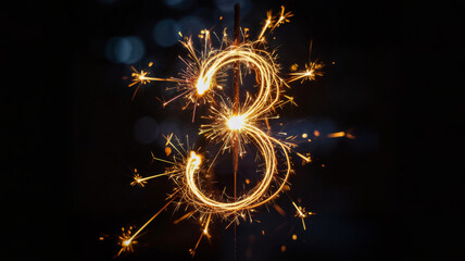 Sparkling number three on a dark background creating a magical and festive atmosphere for celebration 