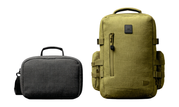 Stylish Olive Green and Black Bags on Transparent Background for Modern Lifestyle - Powered by Adobe