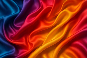Colorful abstract silk fabric folds, photorealistic texture 