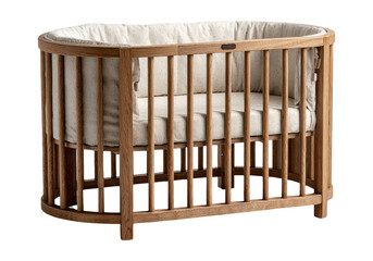 Modern Wooden Crib with Soft Cushions and Minimalist Design for Infants