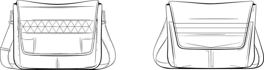 Handbag fashion illustration, front view design, shoulder bag drawing, flap pocket detail, accessory sketch, women’s purse template, product concept, fashion accessory