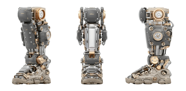 Detailed Mechanical Leg Design with Steampunk Elements and Artistic Features