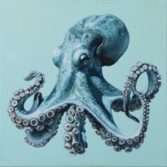 Obraz premium Realistic octopus artwork on a tranquil background
