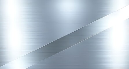 Glossy metallic sheet with brushed silver texture and bright diagonal reflective strip. Minimal, clean, and futuristic design background ideal for modern layouts or industrial branding.