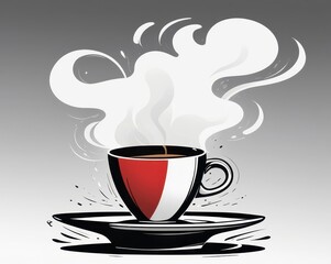 Delicious brew steaming from a stylish cup with artistic design on a sleek background during a cozy morning moment
