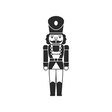 Black and white nutcracker soldier illustration in uniform
