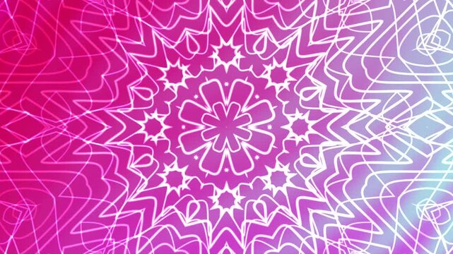 Abstracts Twirls Kaleidoscope A, Abstract animated background of a rotating mandala in pink and white colors for design elements,  Video Stock royalty.