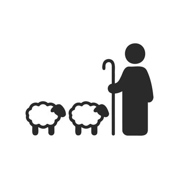 Shepherd icon with two sheep silhouettes