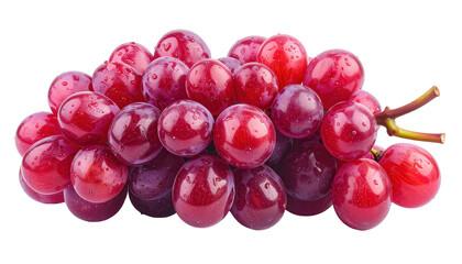 A  photograph reveals a bunch of fresh, ripe red grapes, showcasing a vibrant mix of crimson and deep purple hues against a stark black background.
