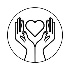 Obraz premium Hands holding heart vector illustration for love and care concept graphic design template symbol icon 100