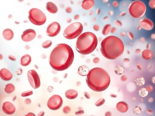 Red blood cells flowing in the bloodstream, illustration, representing healthy circulation