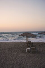 sunset on the beach in Crete