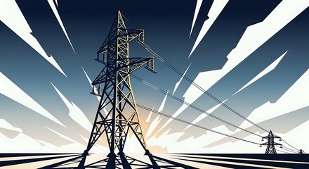 Power Lines - Energy Transmission in a Stylized Landscape.