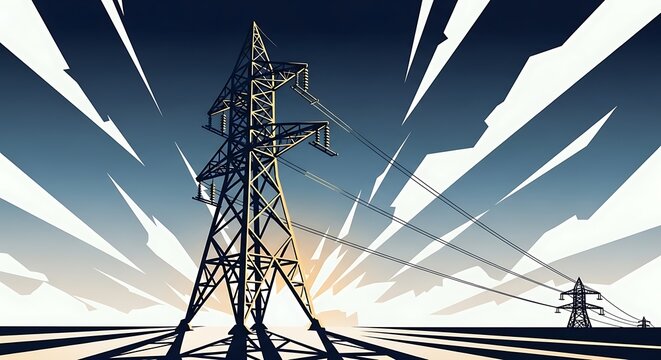 Power Lines - Energy Transmission in a Stylized Landscape.