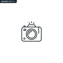 Photocamera, linear style sign for mobile concept and web design