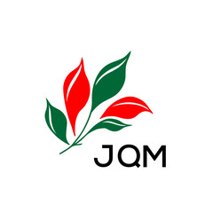 Fototapeta premium JQM Nature Inspired Minimalist Logo Template, JQM Later Logo, Elegant Botanical Logo with Abstract Leaves, 