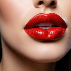 Obraz premium Wallpaper rote Lippen als Zeichen der Liebe