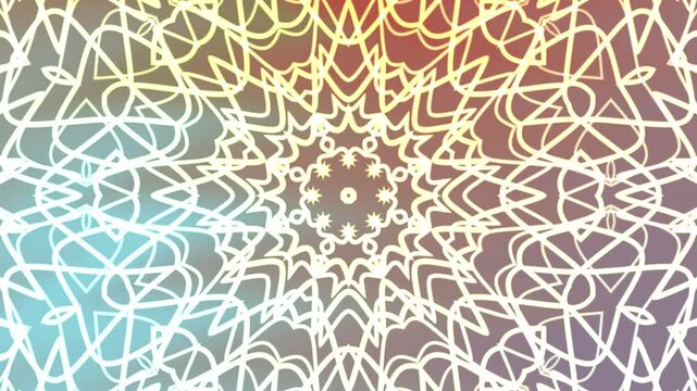 Abstracts Twirls Kaleidoscope A, Abstract animated kaleidoscopic mandala background with vibrant color gradient and patterns,  Video Stock royalty.