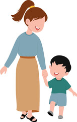 woman with a son children