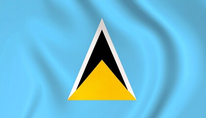 Twin peaks rise from a sea of blue—the flag of Saint Lucia frames the Pitons in golden light and shadowed strength. Its triangles pierce the sky, echoing volcanic majesty, racial harmony, and island r