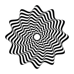 Black and White Optical Illusion Abstract Wavy Spiral Pattern Vector