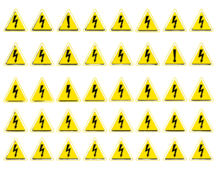 Industrial Safety Alert – Multiple High Voltage Electricity Hazard Signs PNG