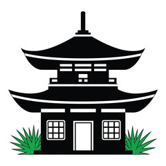 Traditional japanese temple pagoda silhouette iconic architecture asian culture symbol silhouette