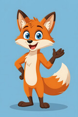 Obraz premium “Cute Cartoon Fox Character Waving and Smiling – Friendly Animal Mascot Illustration”