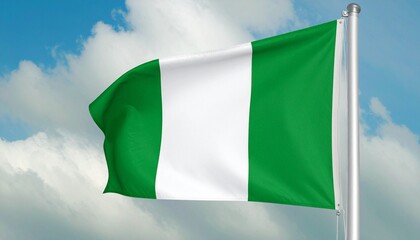 Obraz premium A flowing banner of peace and vitality, the Nigerian flag ripples with purpose—its green and white stripes echoing the promise of unity, growth, and national pride.
