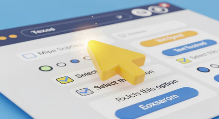 Online User Interface with Cursor Selecting Options for Application