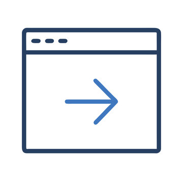 Web browser interface with forward arrow icon