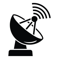 Satellite dish antenna receiving wireless signals modern communication technology icon graphic silhouette