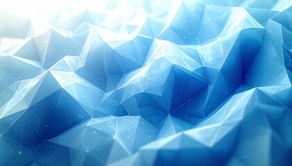 Abstract geometric background with blue ice crystal texture. Modern low poly design, cold frosty surface, clean digital art.